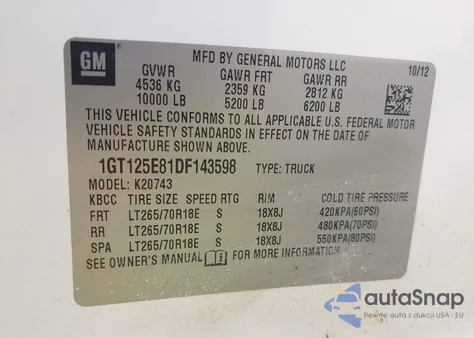 2013 GMC Sierra 2500Hd Denali из США, поврежденный, VIN 1GT125E81DF143598